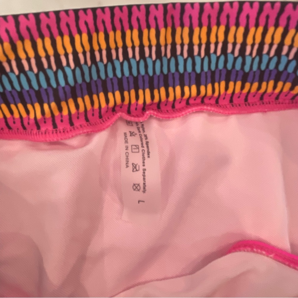 Shein Cheeky Vibrant Pink Bikini Bottoms with Multicolor Waistband - Picture 5 of 10
